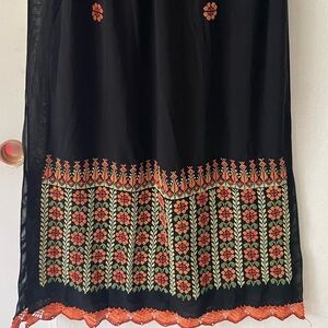 Beautiful Scarf with cross stitch/embroidery/tatreez details on front and back